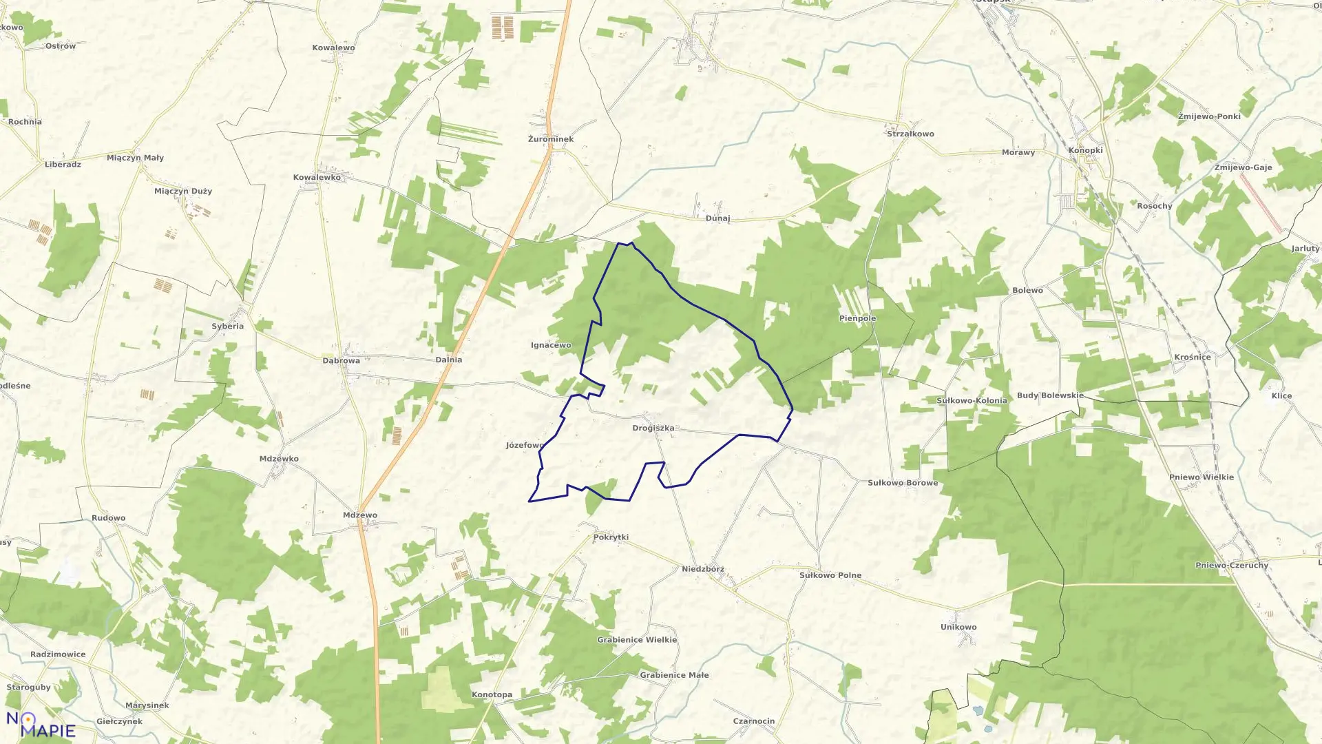 Mapa obrębu DROGISZKA w gminie Strzegowo